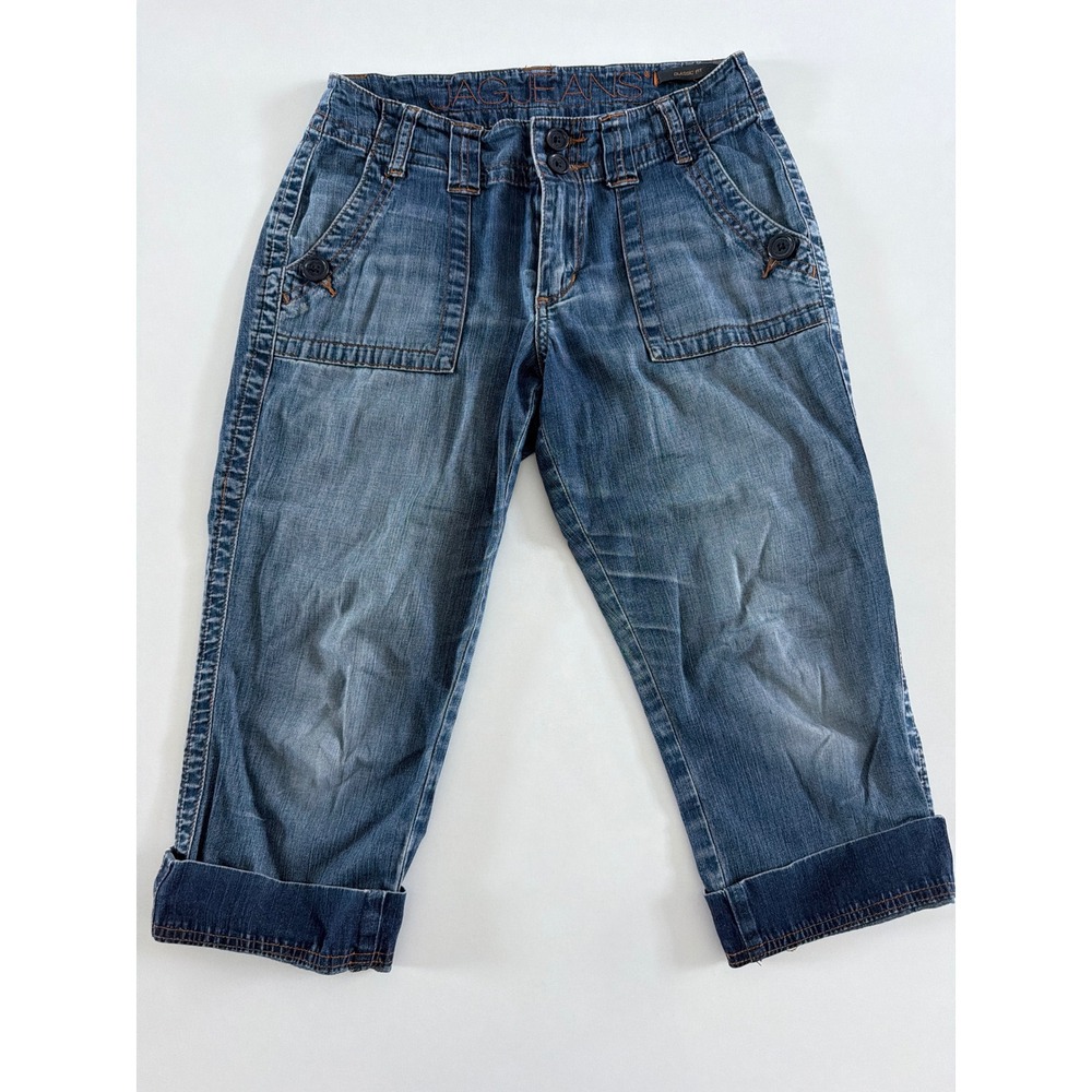 Jag Jeans Womens 2P Blue Denim Classic Fit Cropped Capri Pants Utility Pockets